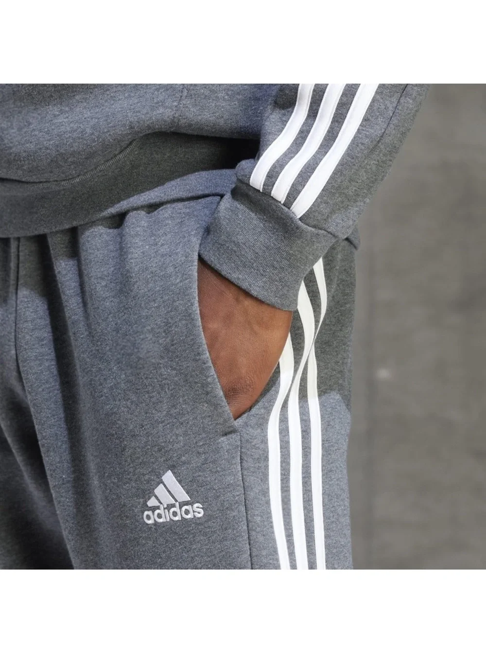 Adidas Men's 3-Stripes Fleece Open Hem Pants Grey Heather X-SMALL🩶NWT✨